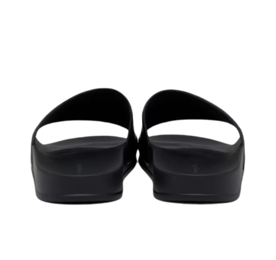 Palm Angels Logo Platform Slides Black White