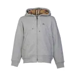 Burberry Embroidered EKD Cotton Blend Hoodie Grey