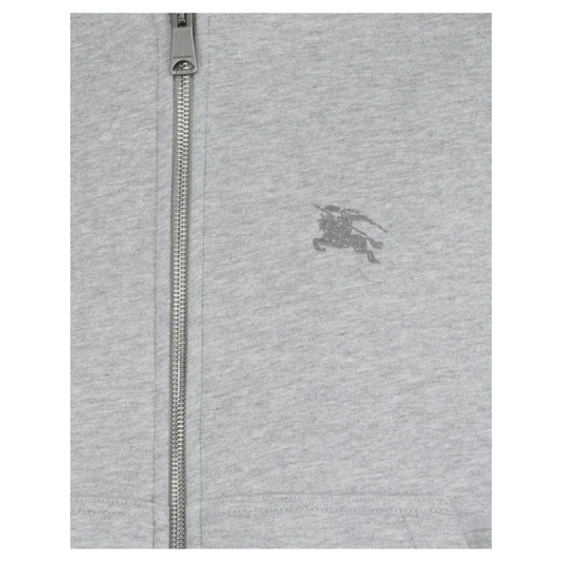 Burberry Embroidered EKD Cotton Blend Hoodie Grey