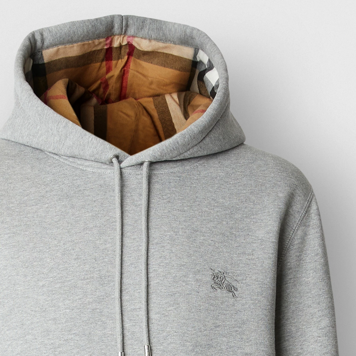 Burberry Embroidered EKD Cotton Blend Hoodie Grey