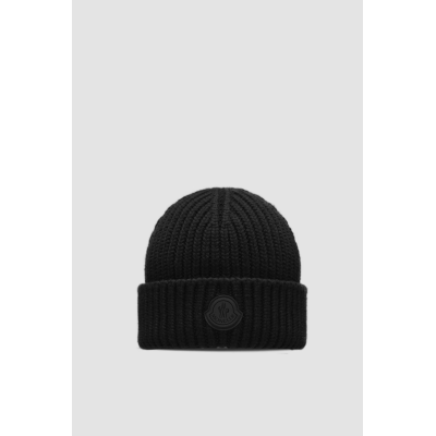 Moncler Cashmere Wool Beanie Black 01