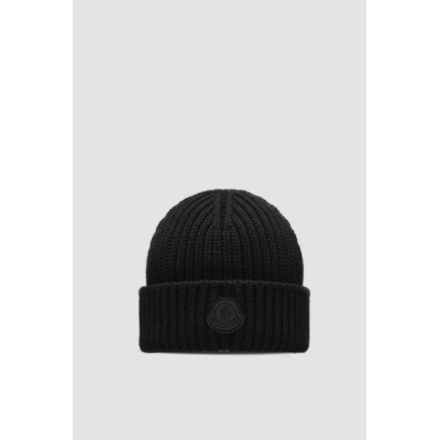 Moncler Cashmere Wool Beanie Black 01
