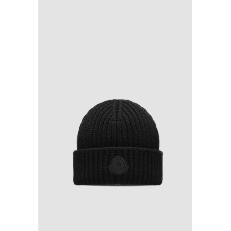Moncler Cashmere Wool Beanie Black