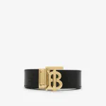 Burberry Thin Reversible Check TB Belt Gold