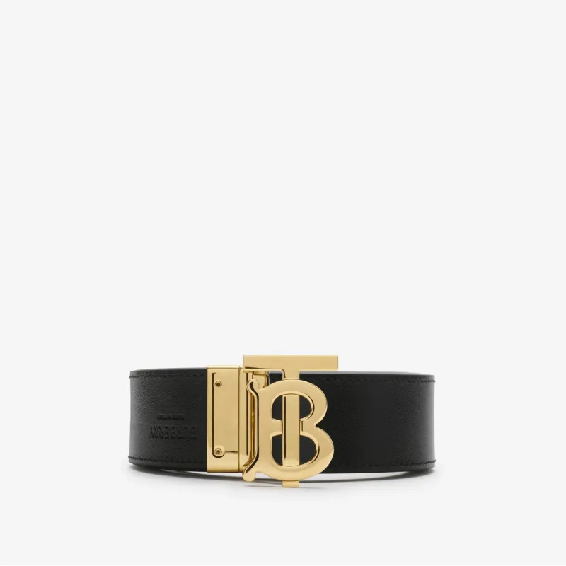 Burberry Thin Reversible Check TB Belt Gold