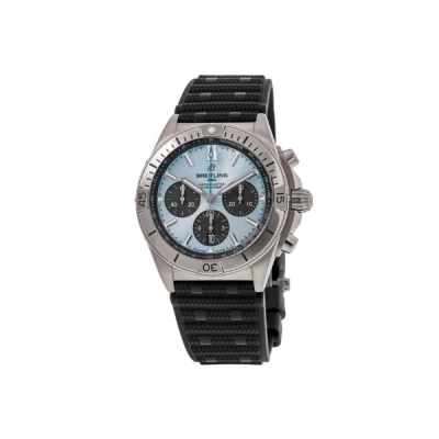 Breitling Chronomat B01 42 Ice Blue Dial Platinum Black Rubber Strap Men's Watch PB0134101C1S2 01