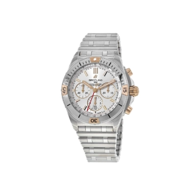 Breitling Chronomat B01 42 Silver Chronograph Dial Rose Gold & Steel Men's Watch IB0134101G1A1 01