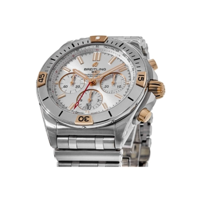 Breitling Chronomat B01 42 Silver Chronograph Dial Rose Gold & Steel Men's Watch IB0134101G1A1 02