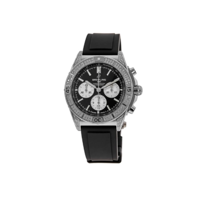 Breitling Chronomat B01 Chronograph Black Dial Diamond Bezel Strap Men's Watch AB0134721B1S1 01