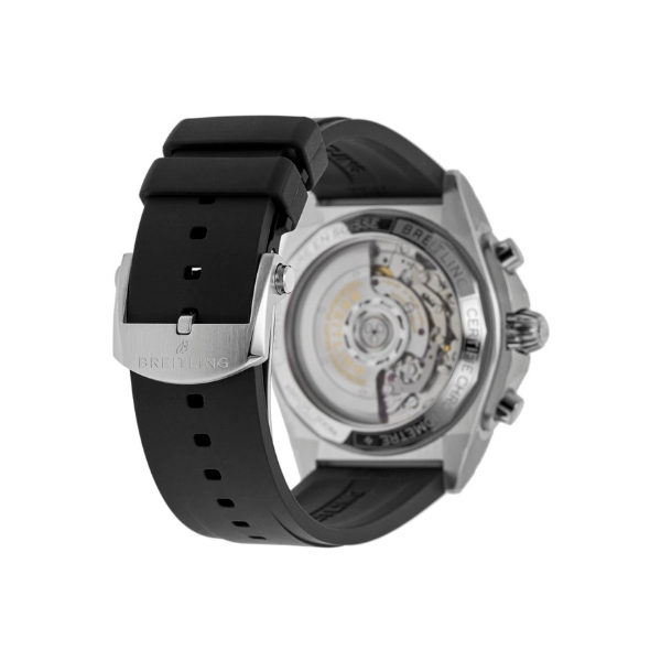 Breitling Chronomat B01 Chronograph Silver Diamond Bezel Black Strap Men's Watch AB0134721G1S1