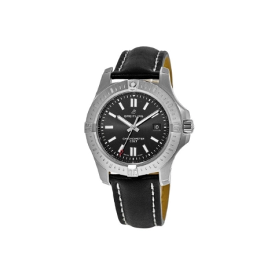 Breitling Chronomat Colt Automatic 44 Black Dial Black Leather Strap Men's Watch A17388101B1X2 01