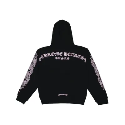 Chrome Hearts Matty Boy Shoulder Logo Hoodie Black/Pink 02