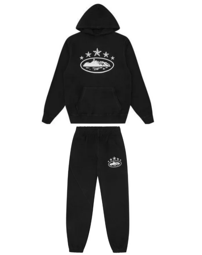 Corteiz 5 starz tracksuit black set
