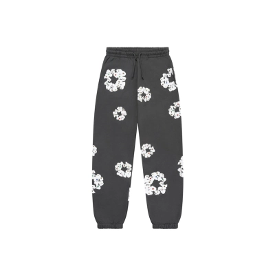 Denim Tears Rhinestone Cotton Wreath Sweatpants Vintage Black 01