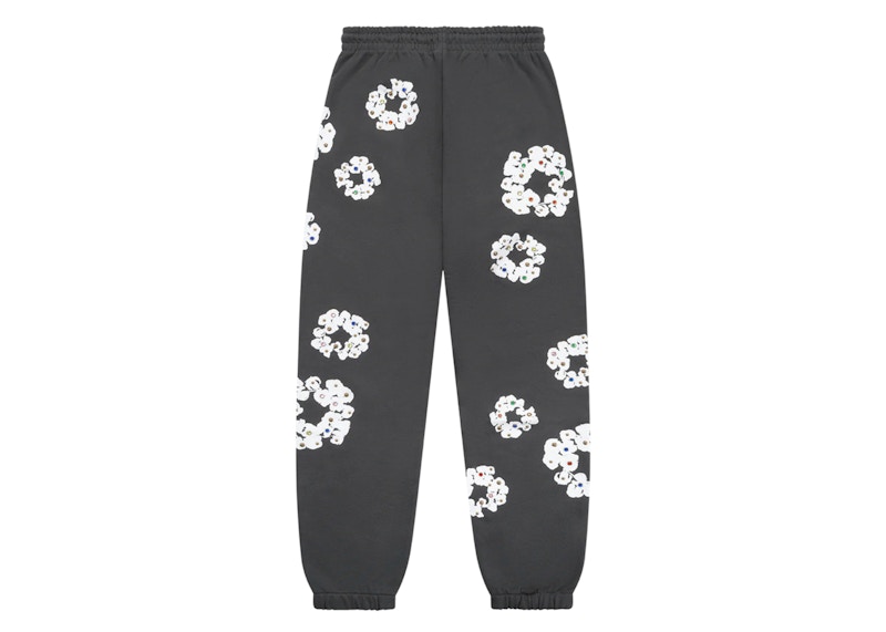 Denim Tears Rhinestone Cotton Wreath Sweatpants Vintage Black
