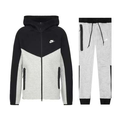 Nike Sportswear Tech Fleece Windrunner Full Zip Hoodie & Joggers Set Dark Grey Heather/Black/White 01