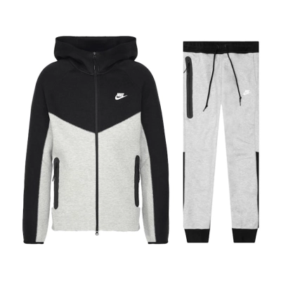 Nike Sportswear Tech Fleece Windrunner Full Zip Hoodie & Joggers Set Dark Grey Heather/Black/White 01