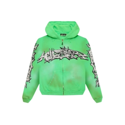 Hellstar Graffiti Zip-Up Green 01