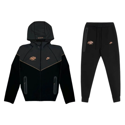 Nike Sportswear x Central Cee Tech Fleece Hoodie & Joggers Set Black/Metallic Red Bronze 01