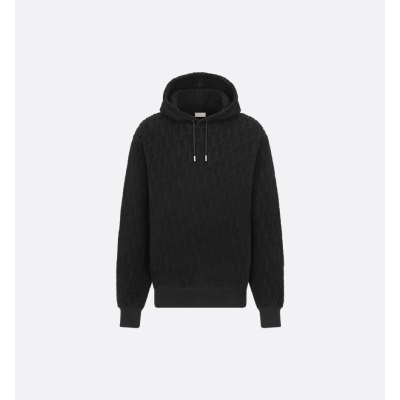 Dior Oblique Relaxed-Fit Hooded Sweatshirt Black Cotton Fleece 01