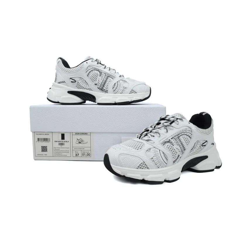 PK God Batch Dior Chrono Sneaker Mesh with White and Black Leather-Effect Panels