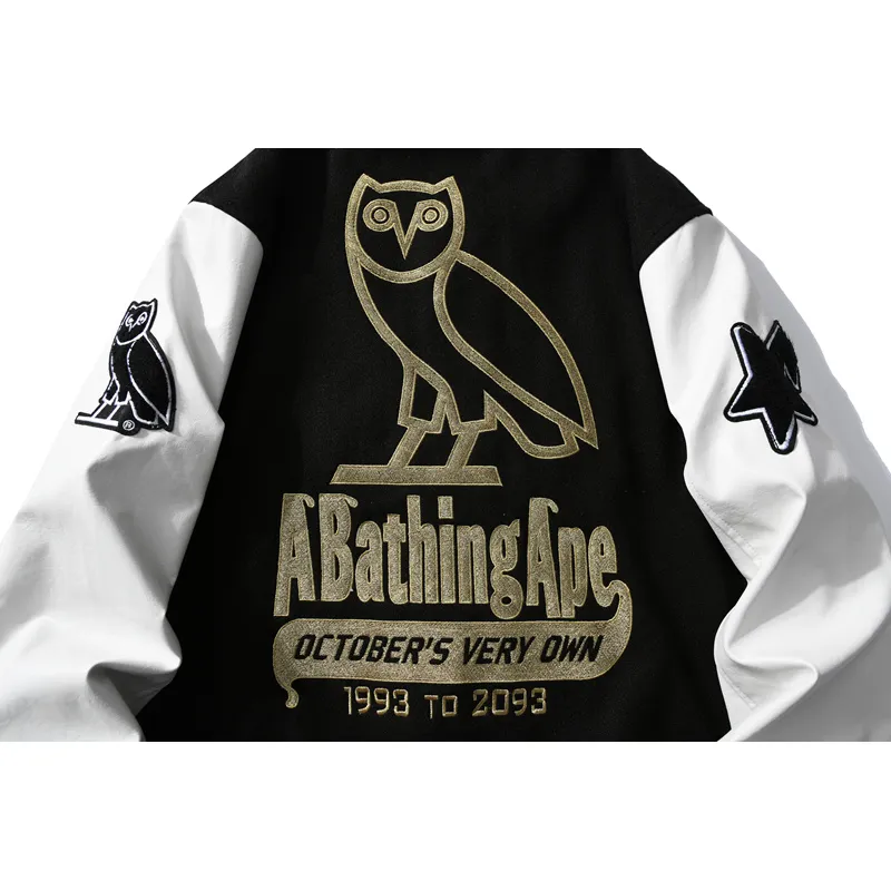 BAPE x OVO Varsity Jacket Cotton Coat Black