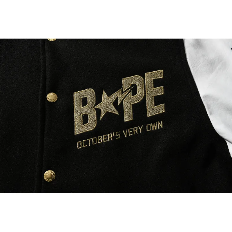 BAPE x OVO Varsity Jacket Cotton Coat Black