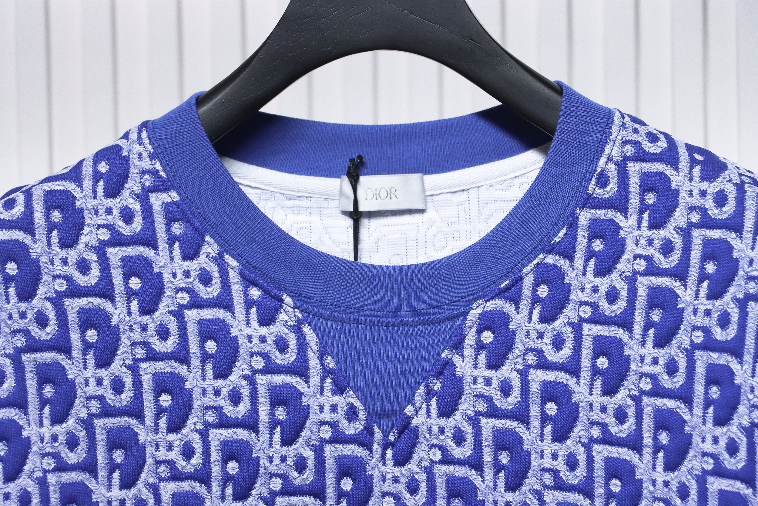 Dior Oblique Relaxed Fit T Shirt Terry Cotton Jersey Blue