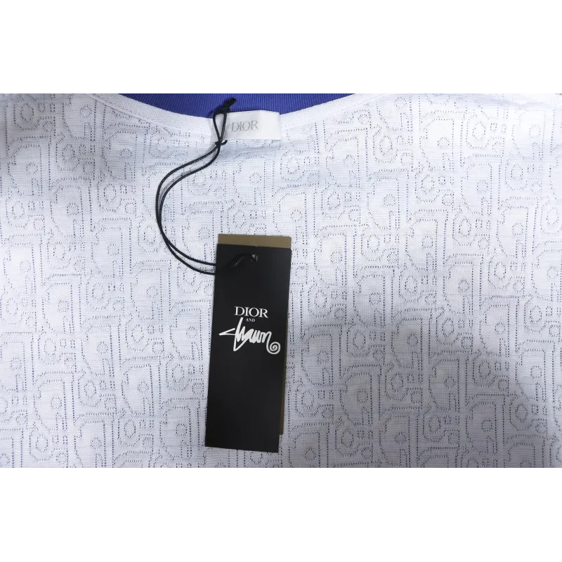 Dior Oblique Relaxed Fit T Shirt Terry Cotton Jersey Blue