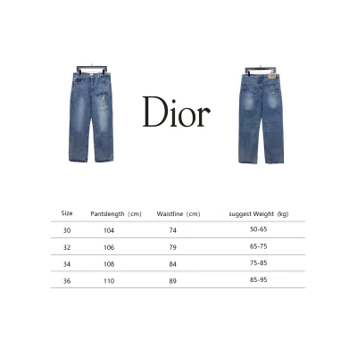 Dior CD embroidered letters plant flowers couple washed jeans 02