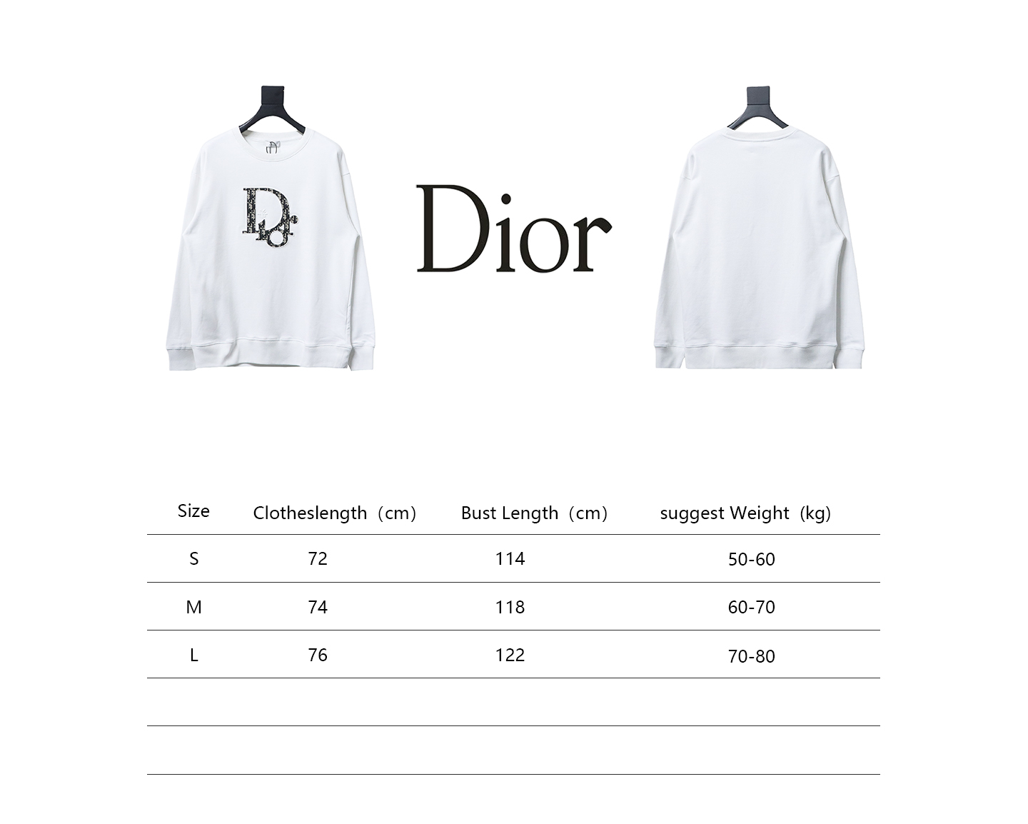 Dior Letter Logo Embroidery Sweatshirt White