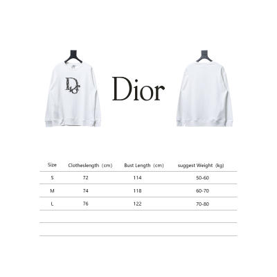 Dior Letter Logo Embroidery Sweatshirt White 02