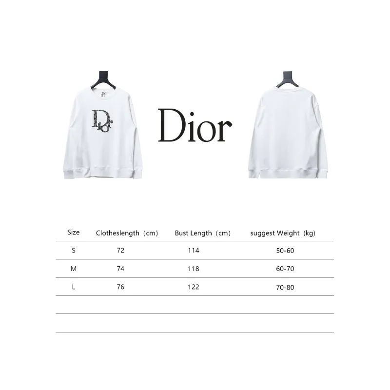 Dior Letter Logo Embroidery Sweatshirt White