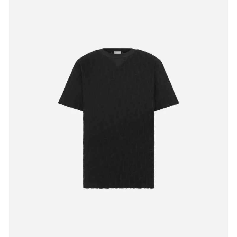 Dior Oblique Relaxed-Fit T-Shirt Black Terry Cotton Jacquard