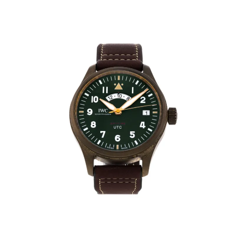 Pkstockx IWC Pilot's UTC Black Dial Automatic Blue Dial Leather - Brown IW327101