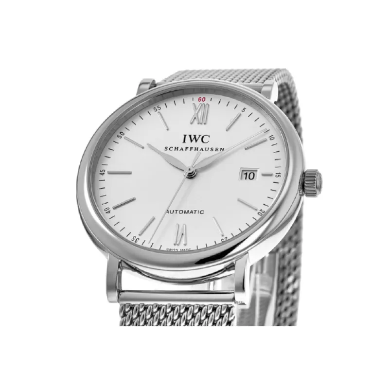 Pkstockx IWC Portofino Automatic Silver Dial Steel Mesh Band Men's Watch IW356505