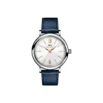 Pkstockx IWC Portofino Automatic Silver Diamond Dial Blue Leather Strap Women's Watch IW357411