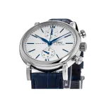 Pkstockx IWC Portofino Chronograph Silver Dial Leather Strap Men's Watch IW391407