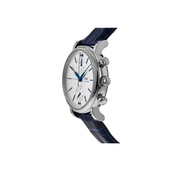 Pkstockx IWC Portofino Chronograph Silver Dial Leather Strap Men's Watch IW391407