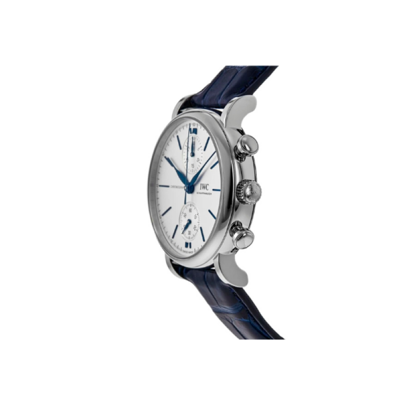 Pkstockx IWC Portofino Chronograph Silver Dial Leather Strap Men's Watch IW391407