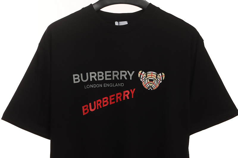 PK God Batch Burberry bear print short sleeves black