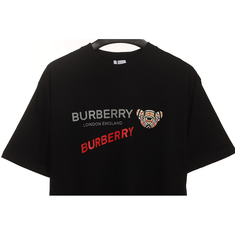PK God Batch Burberry bear print short sleeves black
