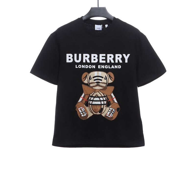 PK God Batch Burberry logo embroidered teddy bear short sleeves