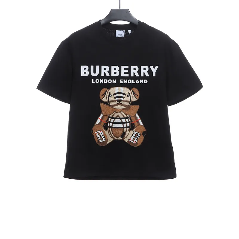 PK God Batch Burberry logo embroidered teddy bear short sleeves