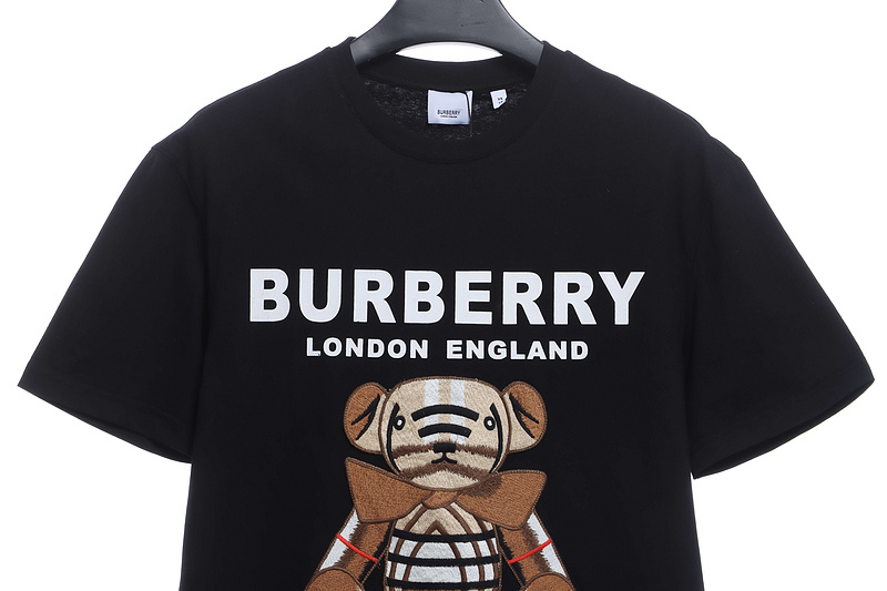 PK God Batch Burberry logo embroidered teddy bear short sleeves