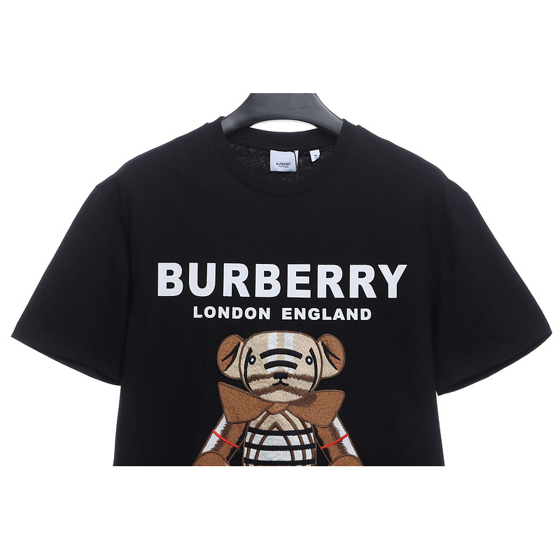 PK God Batch Burberry logo embroidered teddy bear short sleeves