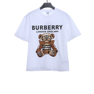 PK God Batch Burberry logo embroidered teddy bear short sleeves white 01