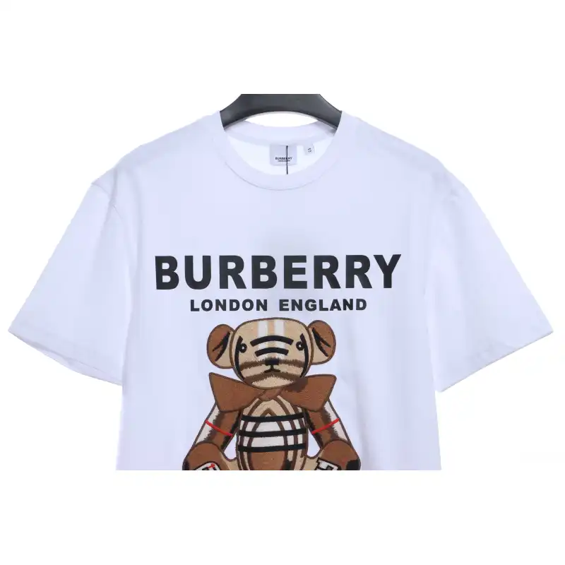 PK God Batch Burberry logo embroidered teddy bear short sleeves white