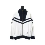 Louis Vuitton Striped Stand Collar Zip-Up Wool Jacket