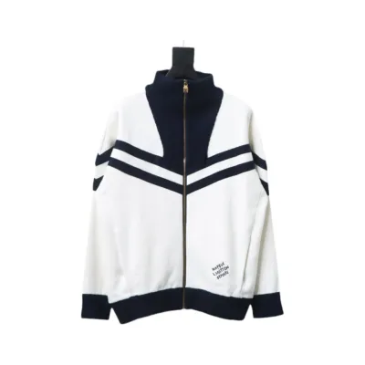 Louis Vuitton Striped Stand Collar Zip-Up Wool Jacket 01